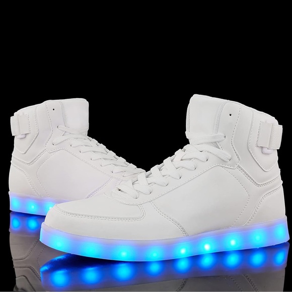 White High Top Sneakers with Rechargeable LED Lights - Picture 1 of 4